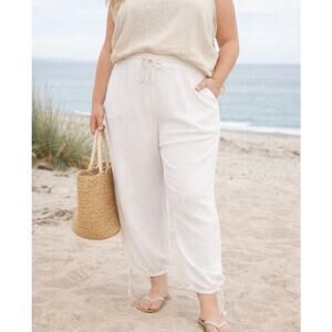 bryn WALKER White Waffle Knit Pants Size XL Relaxed Beachy Coastal Summer NWT